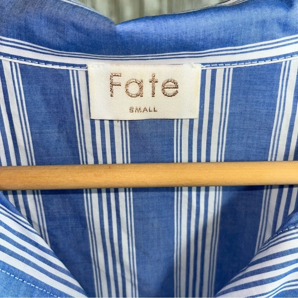 Fate Poplin Blue Stiped Oversized Blouse - Picture 7 of 7